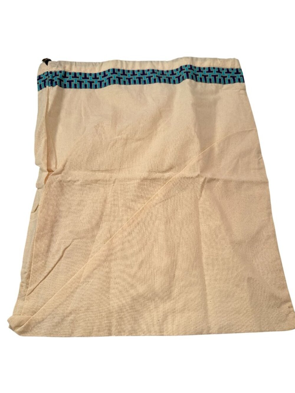 Tory Burch Canvas Dust Bag Gold Logo Charm Trim Drawstring Travel Storage